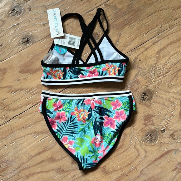 Jantzen Girls Swim 2PC Swimsuit Set Size 6 Multi UPF 50 + UV Protection NWT - Picture 2 of 7